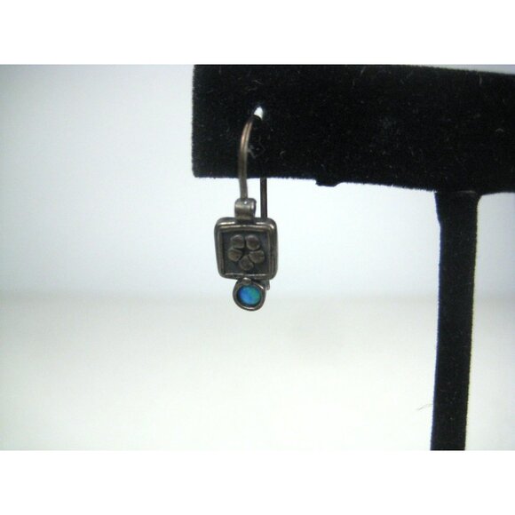 Sisae Vintage Sterling Silver 925 Blue Opal Drop Earrings - Picture 6 of 8